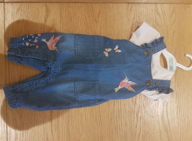 girls 3-6 months dungarees outfit