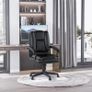 Mid Back Executive Office Chair, Faux Leather Computer Desk Chair with Swivel, Double-Tier Padding, Arm, Wheels, Black Image 2