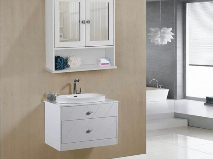 Double Mirror Doors Bathroom Cabinet, Wall Cabinet, Storage Cupboard, Wall-Mounted Storage Unit, Adjustable Height Shelves, 56 x 13 x 58 cm, White (FREE POSTAGE)