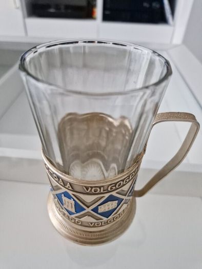 Ussr cup holder with glass