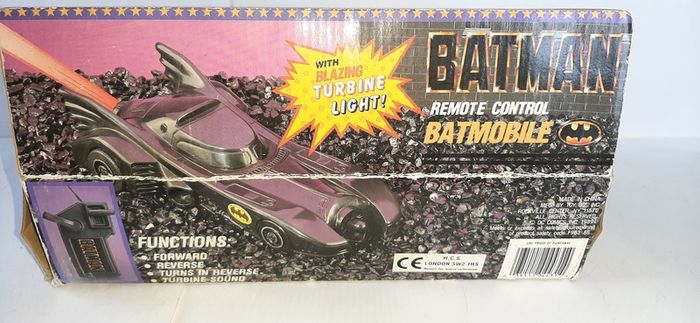 Batman Remote Control Batmobile with Blazing Rubine Light Toy Biz 1989