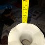 Beautiful Old white glass Dalian Snowflake Vase with a ruffled rim and orange and brown swirl design Postage Available Image 4