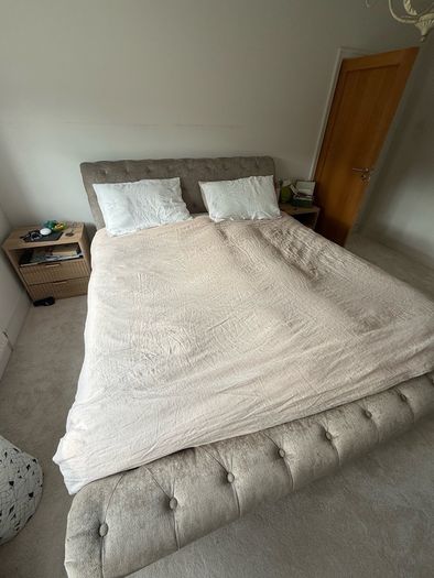 Super King Upholstered Button Tufted Bed Frame Harvey Norman
