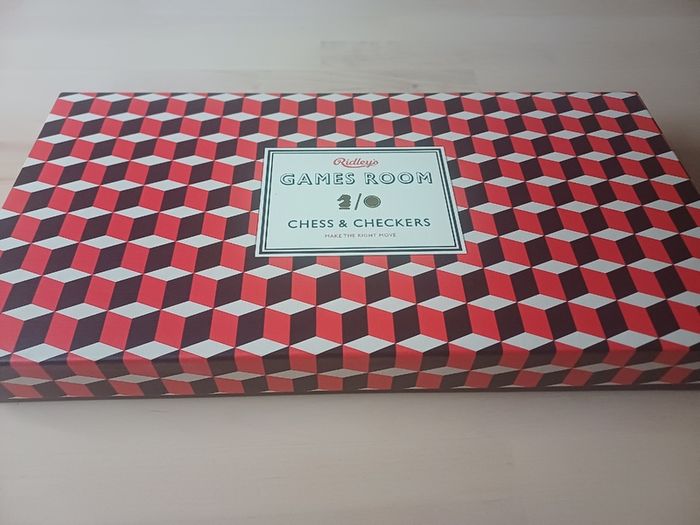 Games Room Chess Checkers Board Game Box Set Red & Black Edition OOP