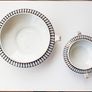 Vintage GEM two matching  serving bowls with leaf & gold lines pattern  made in England Image 2