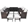 11 Piece Outdoor Dining Set with Cushions Poly Rattan Brown Image 10