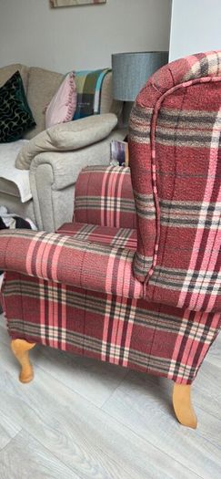 2 wingback armchairs, headboard & footstool