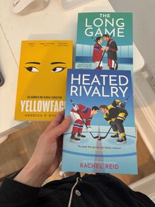 Popular fiction books - heated rivalry, yellowface, the long game