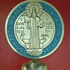Large ,Christian religious medal / with metal stand.