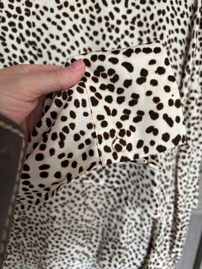 Animal print blouse - cream and black