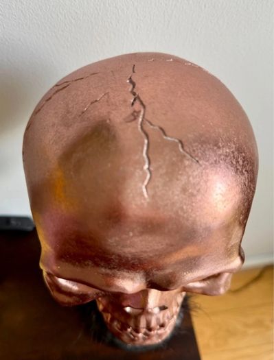 Rose Gold Skull on Pedestal Halloween Centrepiece