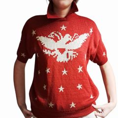Vintage HALSTON Eagle Graphic Collared Sweater