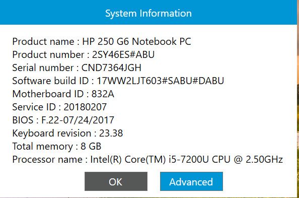 HP 250 G6 i5-7200 Windows 10 Home