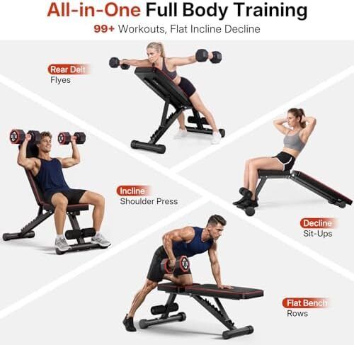 Adjustable Weight Bench for Home Gym, 300 KG Capacity Workout Bench, Foldable Incline Decline Bench Press Bench with 11 Backrest Positions for Full Body Strength Training
