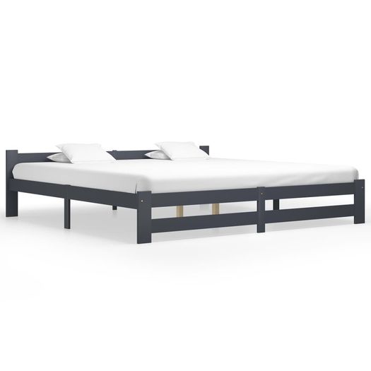 Bed Frame Dark Grey Solid Pine Wood 200x200 cm