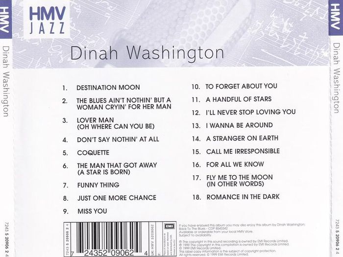 Free Postage! The Dinah Washington Collection. CD.