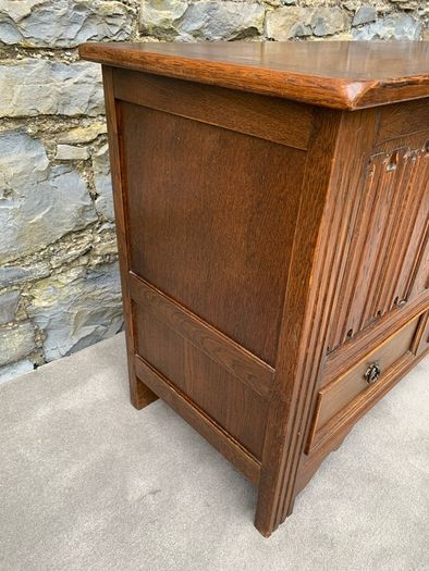 Antique Oak Blanket Box With Drawers.