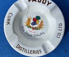 Paddy Whiskey ashtray - damaged and repaired