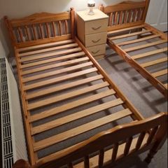 2 x Matching Solid Single Wooden Bed Frames - Can Deliver