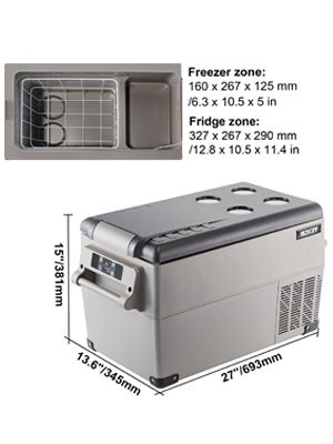 35L 37QT Mini Car Refrigerator Fridge Freezer 12V/24V DC 110-240V AC Portable Cooler