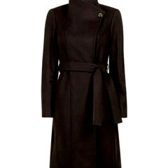 Ted Baker Black Wrap Coat Size 1/uk8.