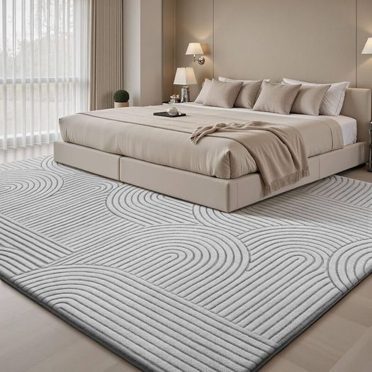 Rugs Living Room 140x200cm, Light Grey Soft Shaggy Rug for Bedroom, 3D Geometric Modern Short Pile Carpet, Extra Large Washable Anti Slip Area Rugs for Living Room Kids Room, Non Shedding