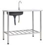 Camping Sink Single Basin with Tap Stainless Steel Image 4