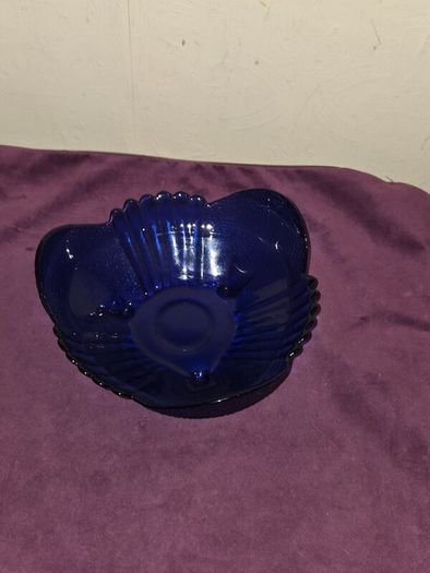Vintage Cobalt Blue Footed Fruit Bowl