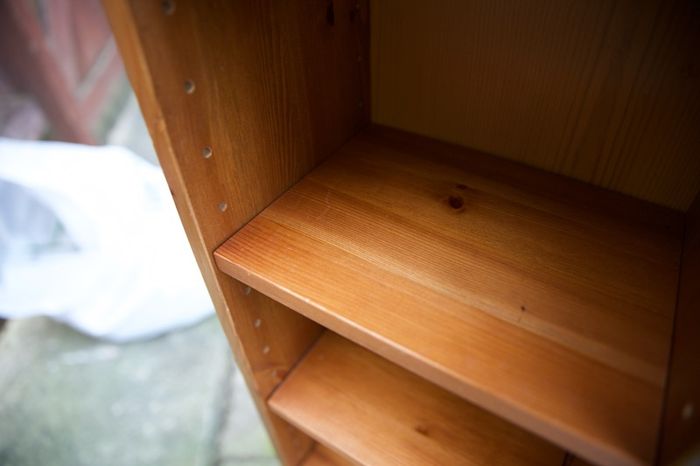 Slim Solid Pine CD/DVD Storage Tower Narrow Bookcase
