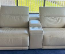 Reclining Cinema Sofa Seats - off white leather