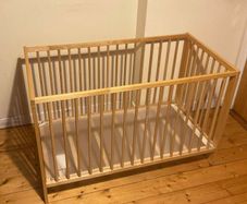 Large Wooden Baby Cot | Natural Wood Finish | Excellent Condition