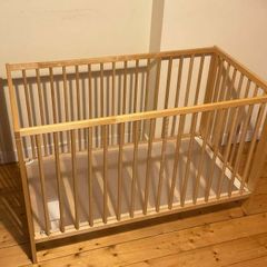 Large Wooden Baby Cot | Natural Wood Finish | Excellent Condition