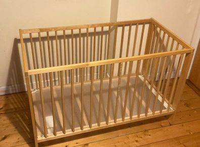 Large Wooden Baby Cot | Natural Wood Finish | Excellent Condition