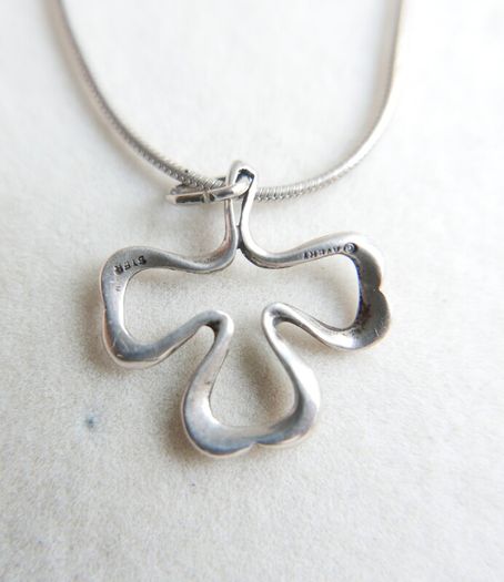 Vintage Sterling Silver Shamrock Pendant (L18" - 4,79g)