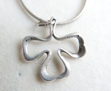 Vintage Sterling Silver Shamrock Pendant (L18" - 4,79g)