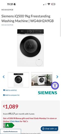Siemens iQ500 9kg Washing Machine (New)