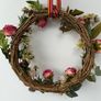 Handmade Rattan Wreath with Pink Roses & Dried Botanicals, 35-inch Image 2