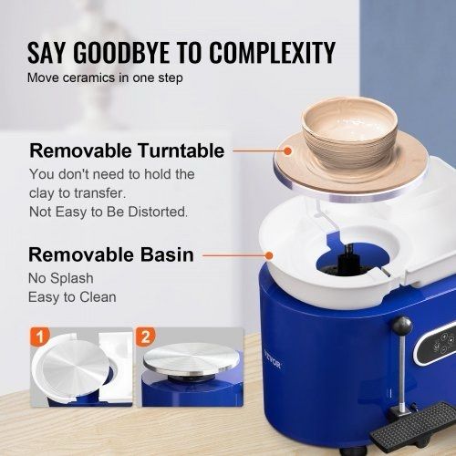 NEW SALE | Pottery Wheel 11in Ceramic Wheel Foot Pedal Sculpting Tools Apron 450W