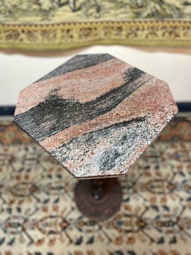 African Carved Stand or Column with Marble Top