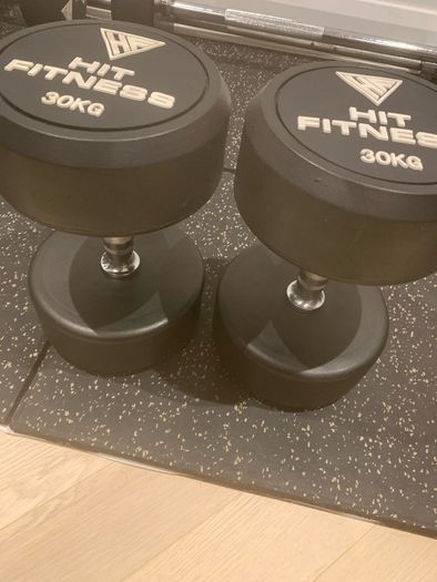 Dumbbell Pair 30kg Hit Fitness Round Rubber