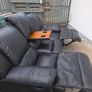 3 seater black leather couch Image 2