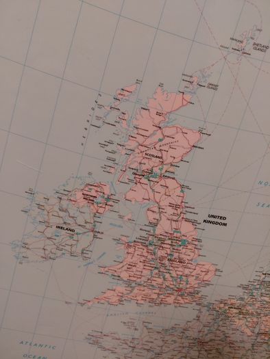 1990s Large  Framed School Wall Map Of Europe