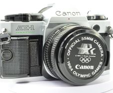Canon AE-1 Program Silver/ Chrome 35mm SLR Film Camera with fast Canon FD 50mm f1. 8 FDn, Recently FULLY SERVICED and in Good Condition.