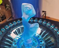Art Deco Josef Inwald Dancing Lady Centerpiece Set Blue Satin Glass 1930s Rare