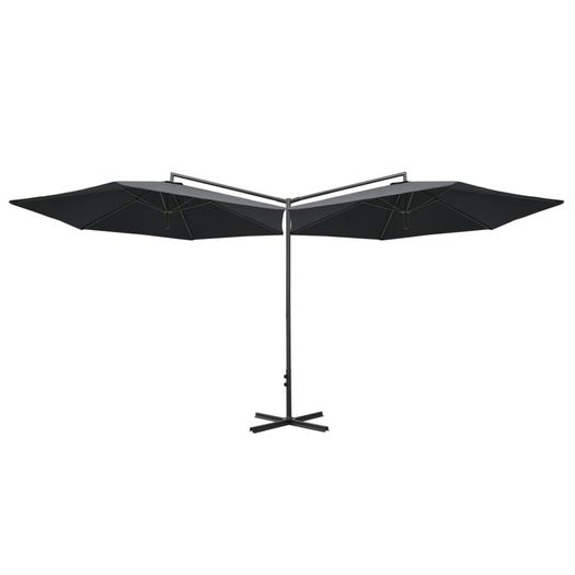 Double Parasol with Steel Pole Anthracite 600 cm