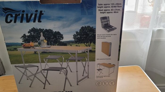Folding Camping Table Set with 4 Stools