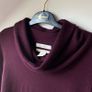 Ellen Tracy Burgundy 100% Merino Wool Draped Cowl Neck Sweater XL Image 2