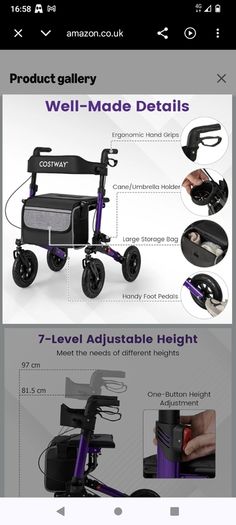 Postage Costway 2 in 1 rollator walker