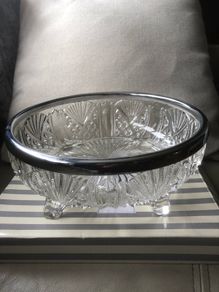 crystal bowl with chrome rim