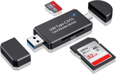 SD Card Reader, 3.0 Micro SD Card Reader & USB C Card Reader Memory Card Reader OTG SD Adapter for SDXC, SDHC, MMC, TF RS-MMC Micro SD and UHS-I Cards with Windows Smartphone Computer Laptop etc